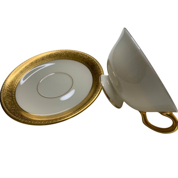 2 pc Gold Footed Tea Cup & Saucer Set 8677 Westchester Lenox M-139 MULTIPLE - Picture 5 of 14